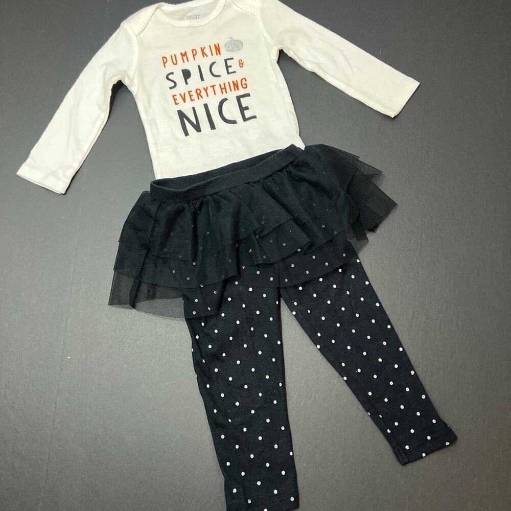 Infant Fall‎ Pumpkin Spice and Everything Nice Outfit Sz12 Months